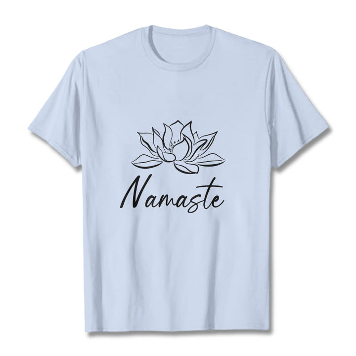 Camiseta de algodón con Buddha Stones, flor de loto sencilla y meditación Namaste - Cian claro - 2XL - image 19