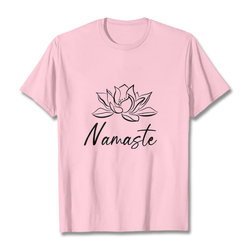 Camiseta de algodón con Buddha Stones, flor de loto sencilla y meditación Namaste - Rosa claro - 2XL - image 13