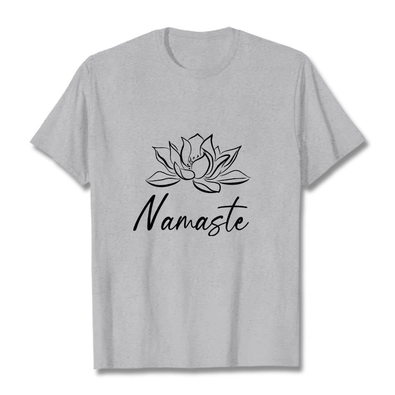 Camiseta de algodón con Buddha Stones, flor de loto sencilla y meditación Namaste - Gris claro - 2XL - image 20