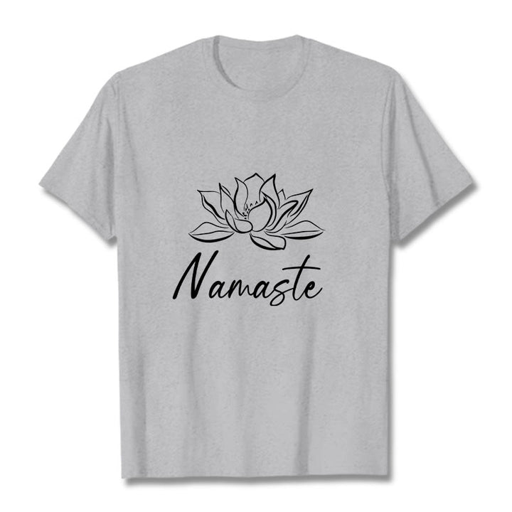 Camiseta de algodón con Buddha Stones, flor de loto sencilla y meditación Namaste - Gris claro - 2XL - image 20