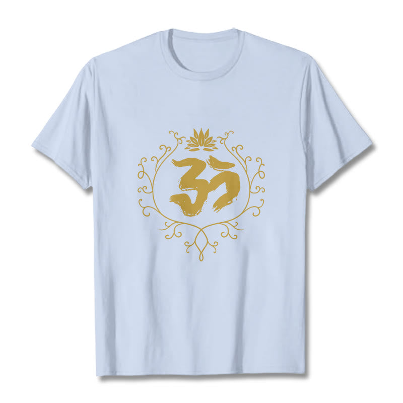 Camiseta de algodón con diseño de flor de loto, Buddha Stones y enredadera para meditación - Cian claro - 2XL - image 19