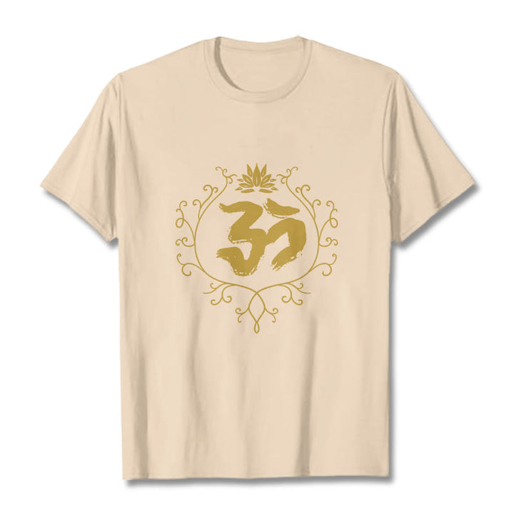 Camiseta de algodón con diseño de flor de loto, Buddha Stones y enredadera para meditación - Sopa de mariscos - 2XL - image 9