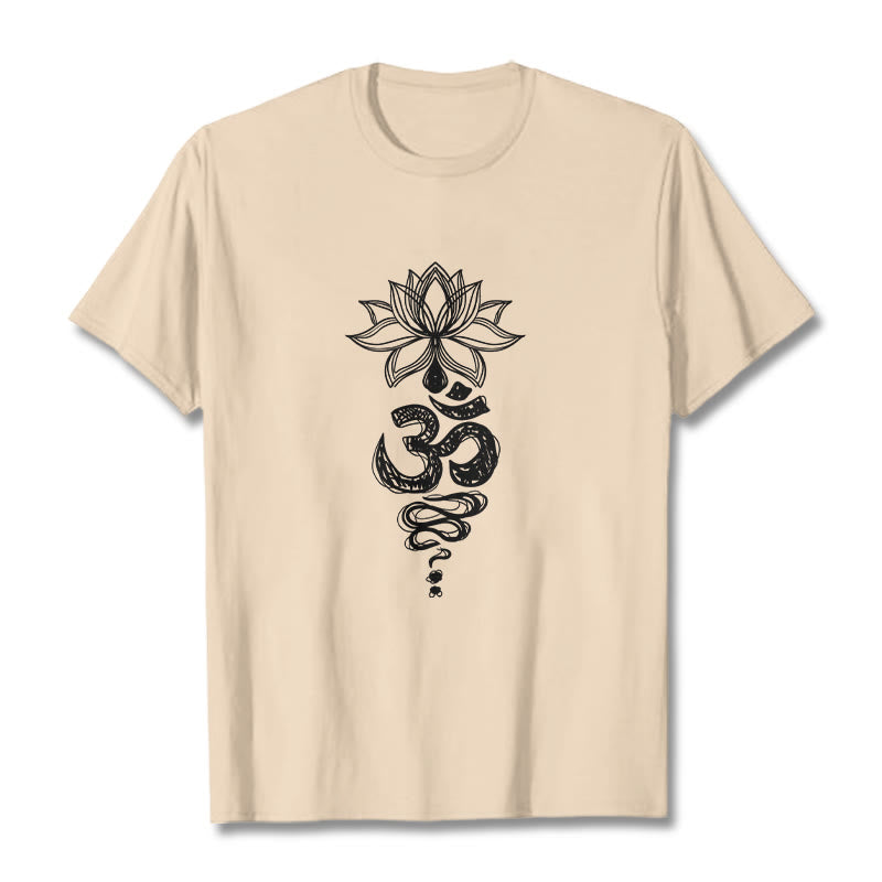 Camiseta de algodón con estampado de flor de loto en sánscrito y Buddha Stones para meditación - Sopa de mariscos - 2XL - image 11