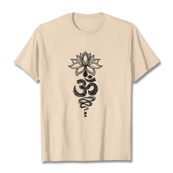 Camiseta de algodón con estampado de flor de loto en sánscrito y Buddha Stones para meditación - Sopa de mariscos - 2XL - image 11