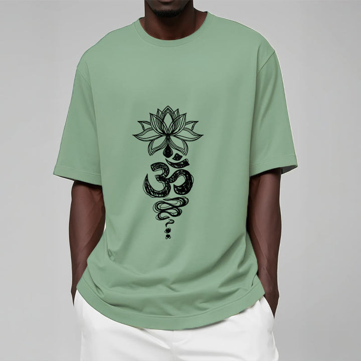 Camiseta de algodón con estampado de flor de loto en sánscrito y Buddha Stones para meditación - image 16