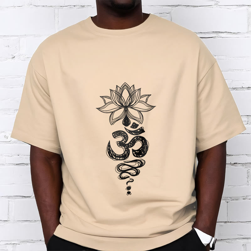 Camiseta de algodón con estampado de flor de loto en sánscrito y Buddha Stones para meditación - image 12