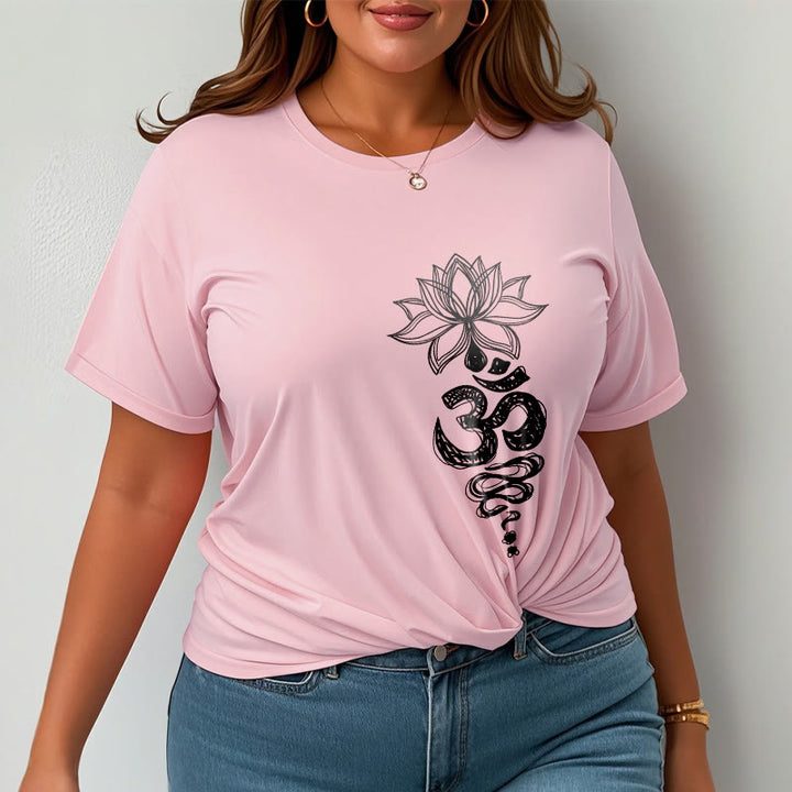 Camiseta de algodón con estampado de flor de loto en sánscrito y Buddha Stones para meditación - image 14