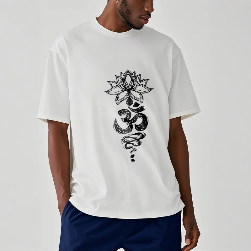 Camiseta de algodón con estampado de flor de loto en sánscrito y Buddha Stones para meditación - image 10