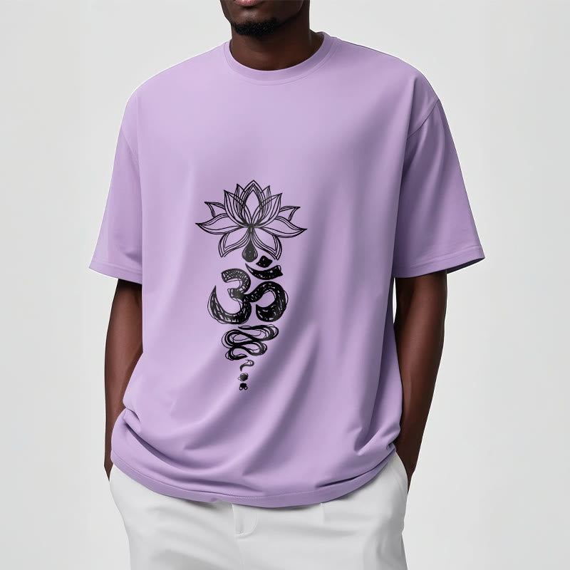 Camiseta de algodón con estampado de flor de loto en sánscrito y Buddha Stones para meditación - image 18
