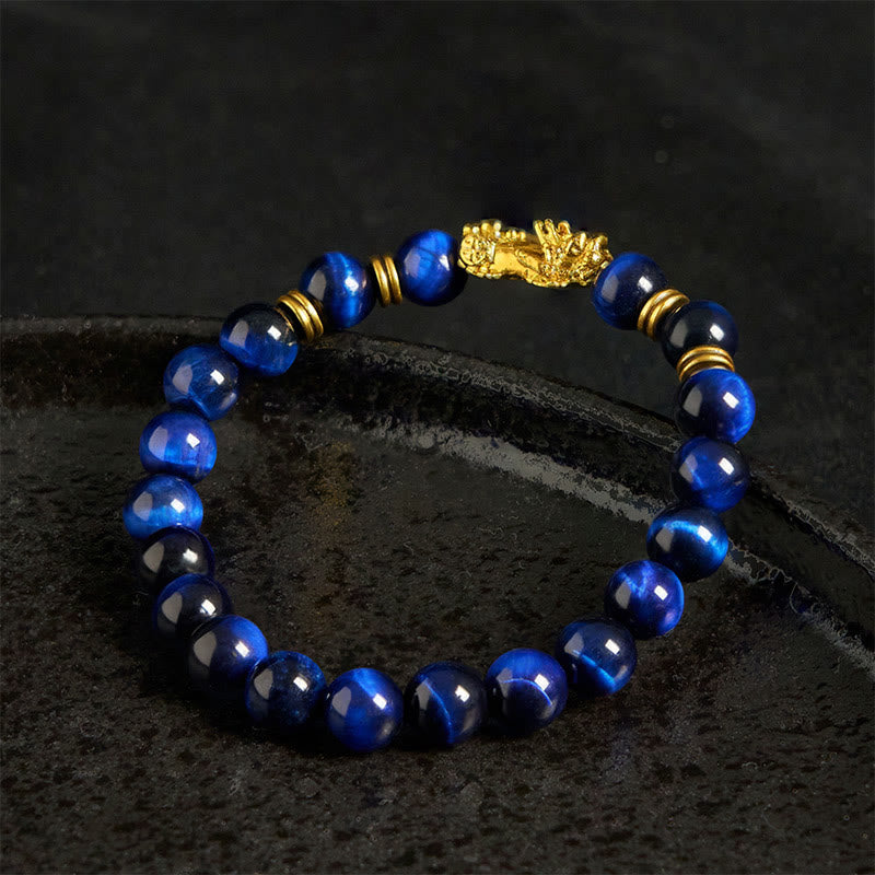 Pulsera de Pixiu con cuentas espaciadoras de ojo de tigre de varios colores y Buddha Stones, riqueza y coraje. - image 1