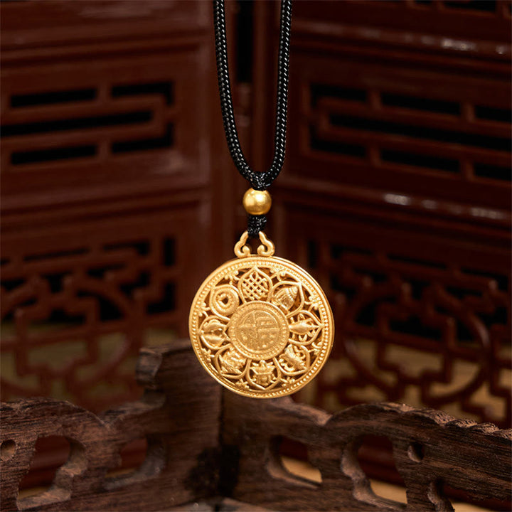 Collar con colgante de cuerda de la fortuna con ocho Buddha Stones de cobre y brújula del tesoro. - image 5