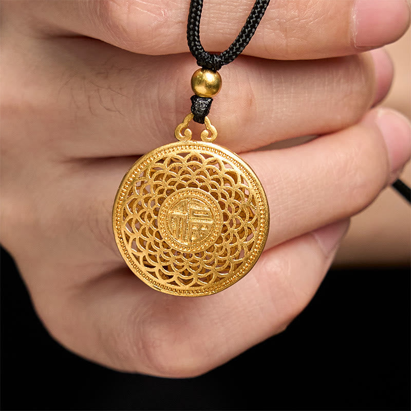 Collar con colgante de cuerda de la fortuna con ocho Buddha Stones de cobre y brújula del tesoro. - image 3