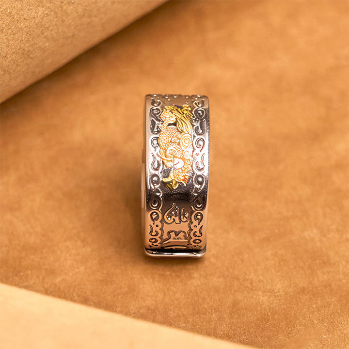 Anillo de cobre con Buddha Stones y diseño de dragón y sutra del corazón - image 11