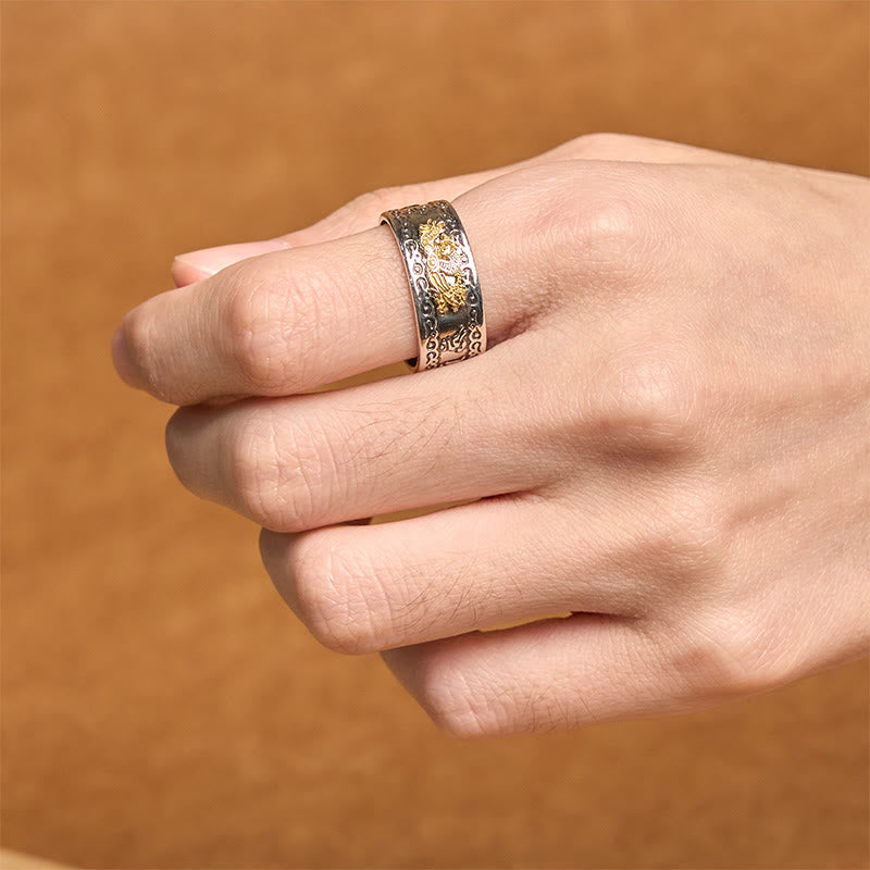 Anillo de cobre con Buddha Stones y diseño de dragón y sutra del corazón - image 13
