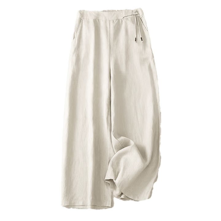 Pantalones casuales de algodón con un botón y pernera ancha para mujer, de Buddha Stones, con bolsillos y diseño de color liso - image 16