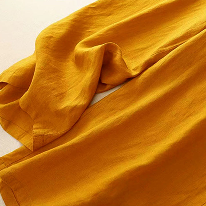 Pantalón capri de pierna ancha para mujer, de color liso, con un botón y bolsillos, estampado de Buddha Stones. - image 5