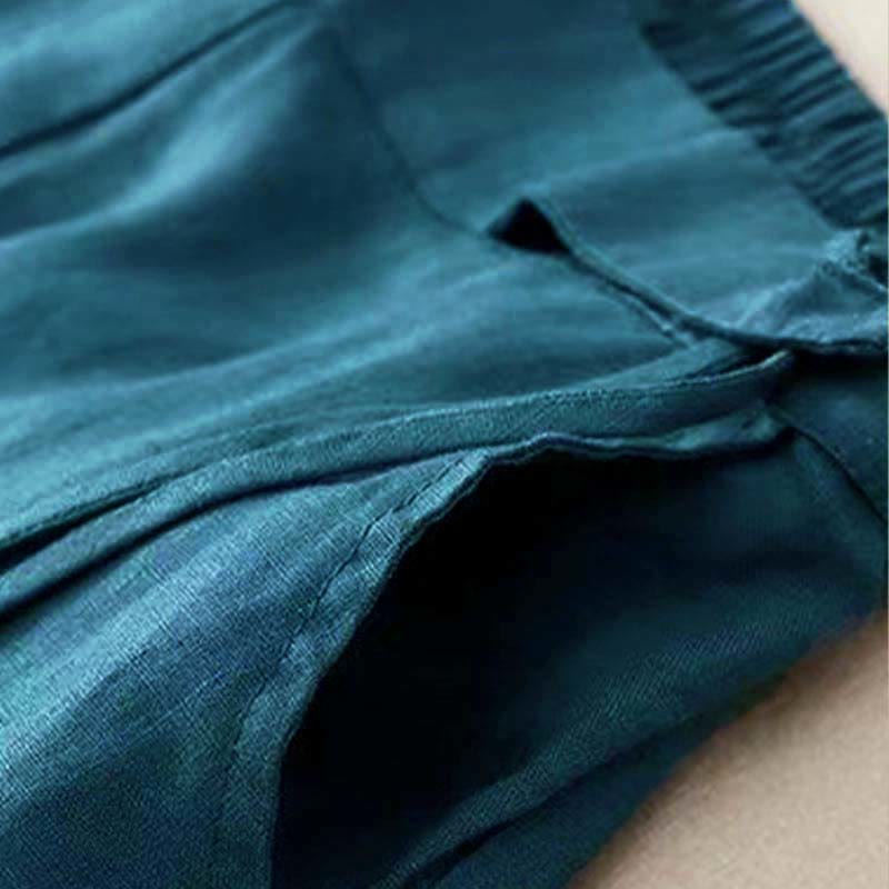 Pantalones capri de mujer de color liso con un botón y pernera ancha, con bolsillos, estampado Buddha Stones. - image 23