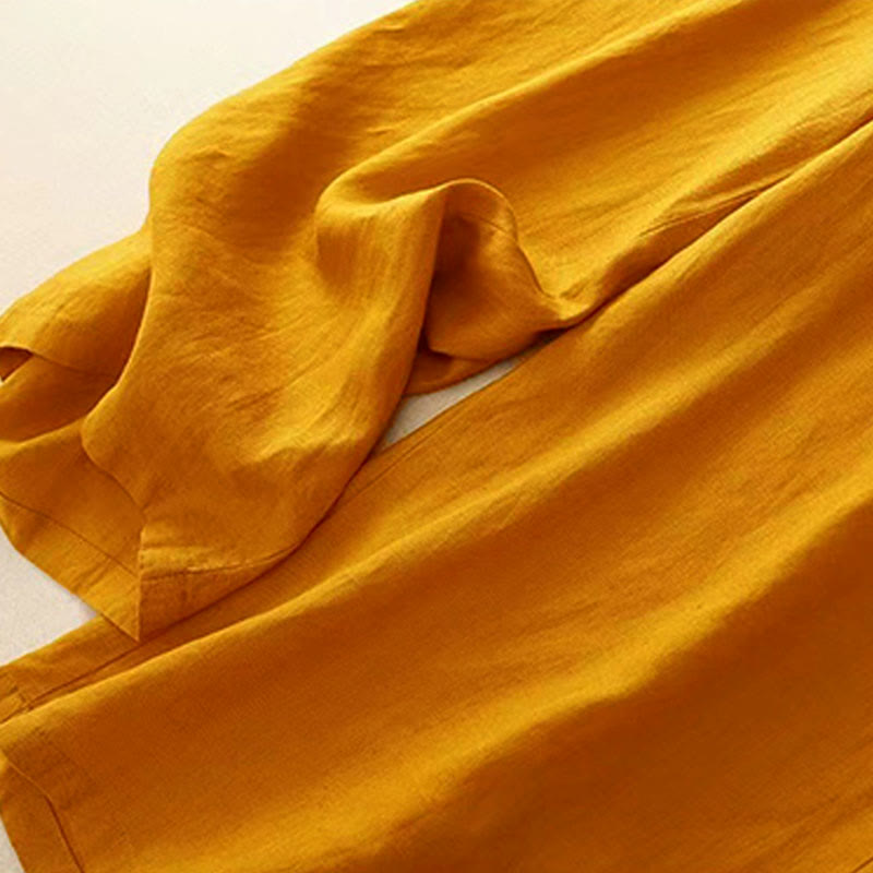 Pantalón capri de pierna ancha para mujer, de color liso, con un botón y bolsillos, estampado de Buddha Stones. - image 5