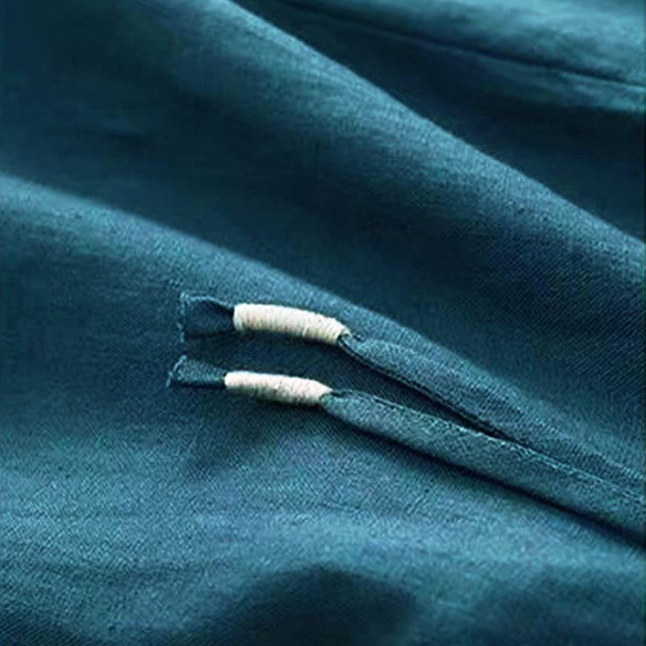 Pantalones casuales de algodón con un botón y pernera ancha para mujer, de Buddha Stones, con bolsillos y diseño de color liso - image 24