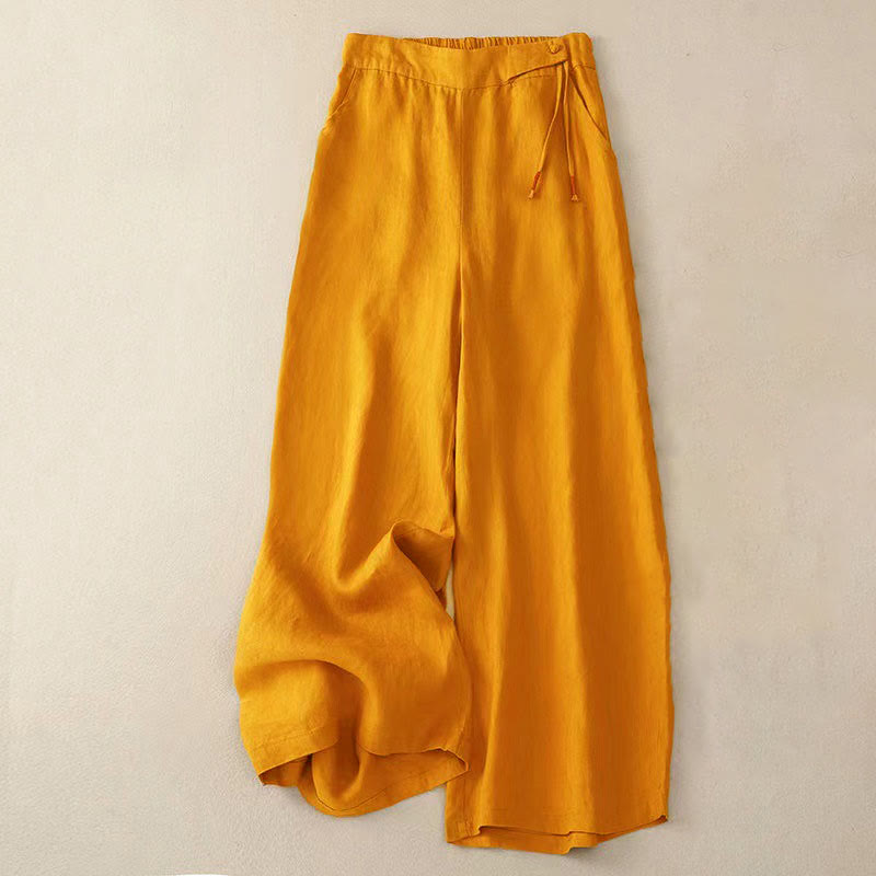 Pantalón capri de pierna ancha para mujer, de color liso, con un botón y bolsillos, estampado de Buddha Stones. - Naranja - US12, UK/AU16, EU44 (3XL) - image 0