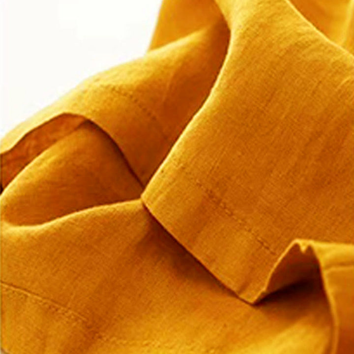 Pantalones casuales de algodón con un botón y pernera ancha para mujer, de Buddha Stones, con bolsillos y diseño de color liso - image 4