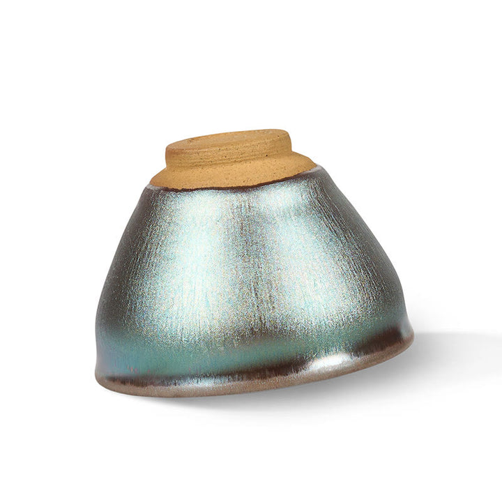 Taza de té de cerámica azul y púrpura con diseño de flor de loto Jianzhan china hecha a mano con Buddha Stones , taza de té Kung Fu de 150 ml - image 10