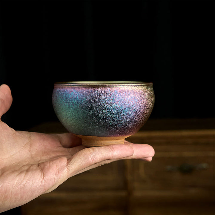Taza de té de cerámica con diseño de flor de loto dorada Jianzhan china hecha a mano con Buddha Stones , taza de té Kung Fu de 150 ml - image 6