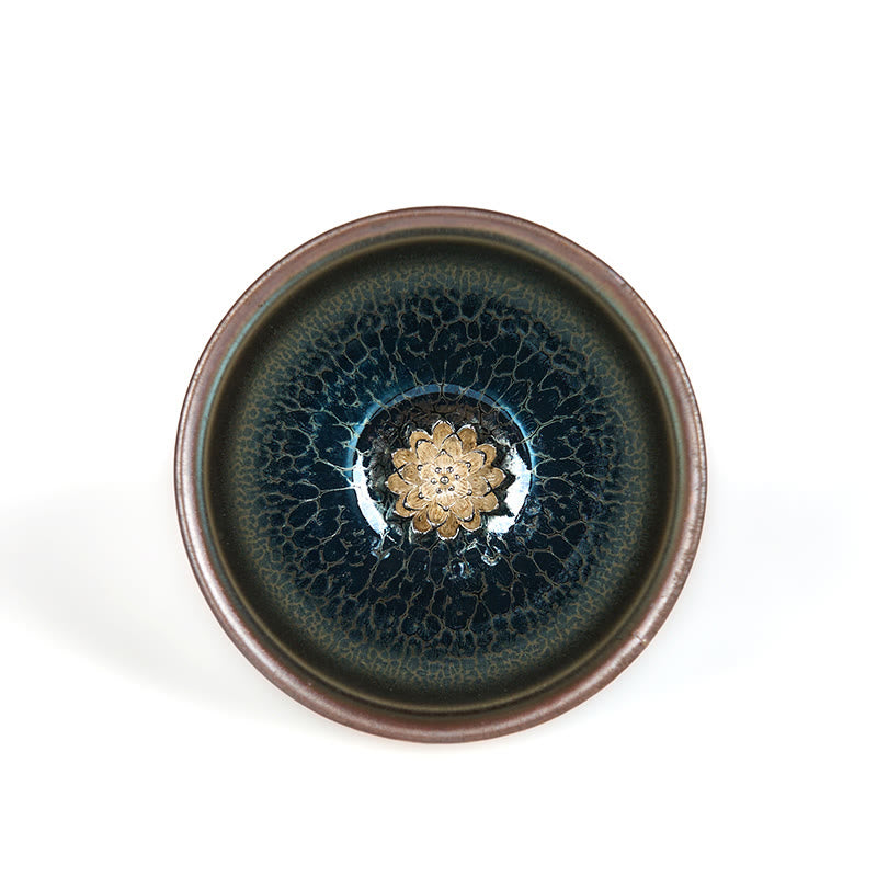 Taza de té de cerámica azul de loto Jianzhan china hecha a mano con Buddha Stones , taza de té de kung fu de 150 ml - image 7