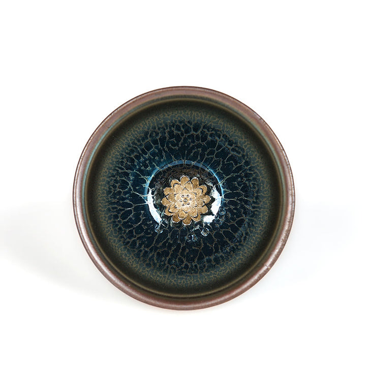 Taza de té de cerámica azul de loto Jianzhan china hecha a mano con Buddha Stones , taza de té de kung fu de 150 ml - image 7