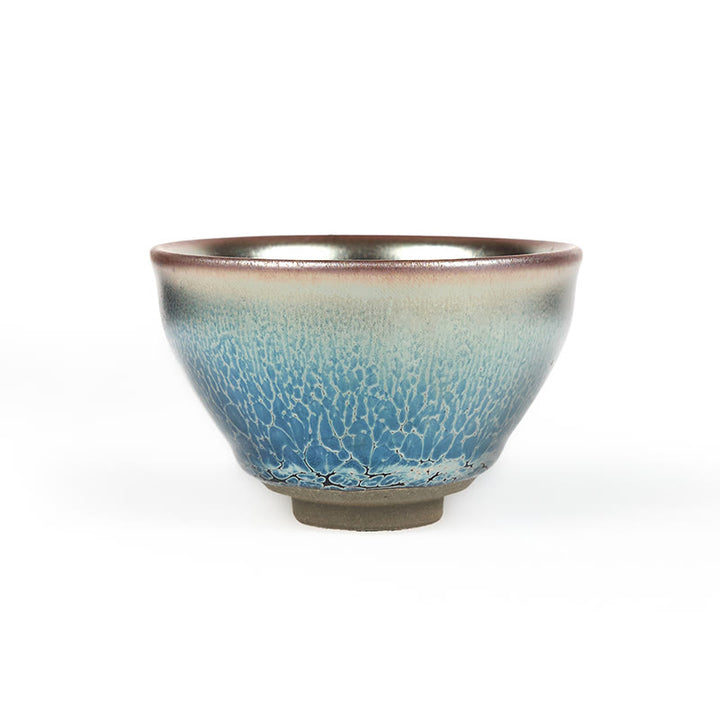 Taza de té de cerámica azul de loto Jianzhan china hecha a mano con Buddha Stones , taza de té de kung fu de 150 ml - image 9