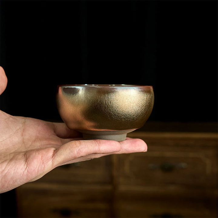 Taza de té de cerámica con diseño de pez koi y hojas de loto de Jianzhan, hecha a mano, de Buddha Stones, de Kung Fu, 150 ml - image 4