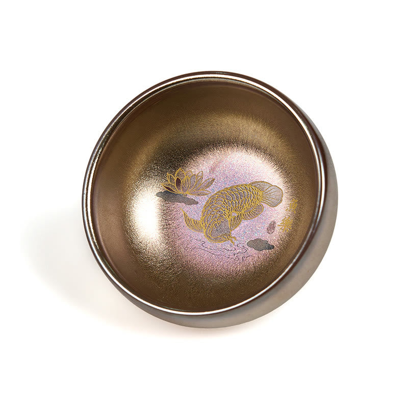 Taza de té de cerámica con diseño de pez koi y hojas de loto de Jianzhan, hecha a mano, de Buddha Stones, de Kung Fu, 150 ml - image 7
