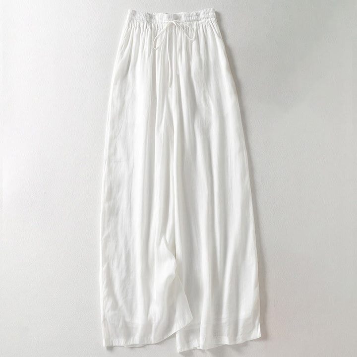 Pantalones anchos con cordones de color liso para mujer de Buddha Stones - Blanco - US8-10，UK/AU12-14，EU40-42 (2XL) - image 5