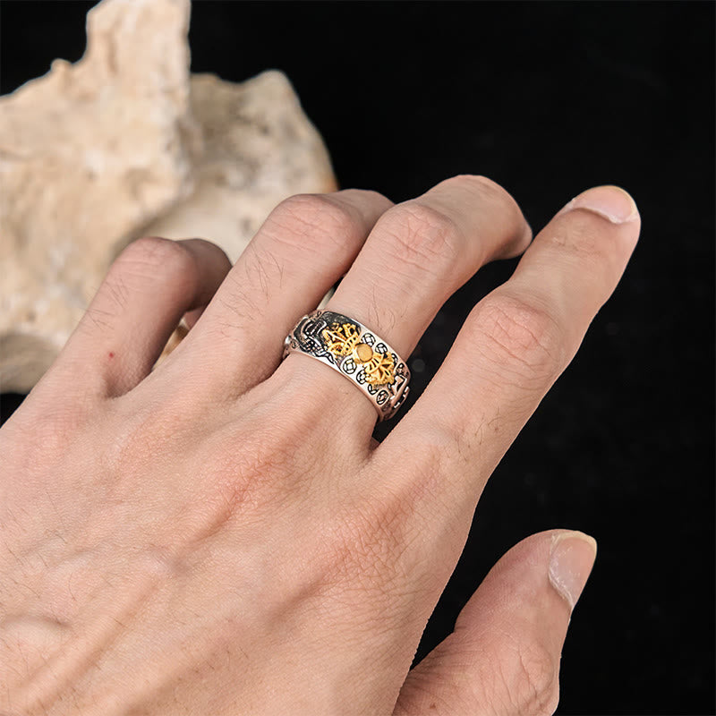 Anillo de equilibrio de plata bañada en cobre con Om Mani Padme Hum Vajra vintage con Buddha Stones - image 11