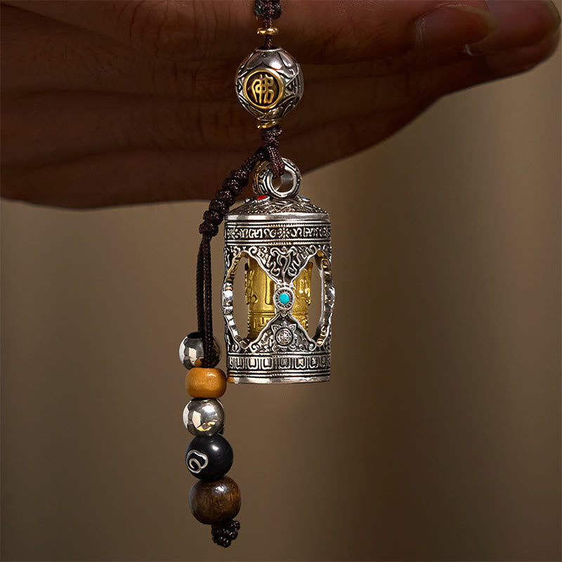 Llavero de la suerte con Buddha Stones, Om Mani Padme Hum Ghau, caja de oración de plata bañada en cobre - Cobre (18*39 mm) - image 1