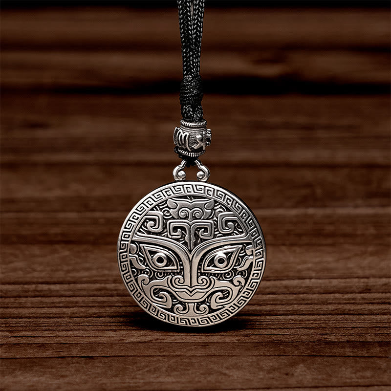 Colgante de plata con baño de cobre y piedras de Buddha Stones Taotie Om Mani Padme Hum - image 4