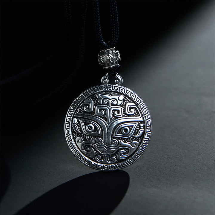Colgante de plata con baño de cobre y piedras de Buddha Stones Taotie Om Mani Padme Hum - image 3