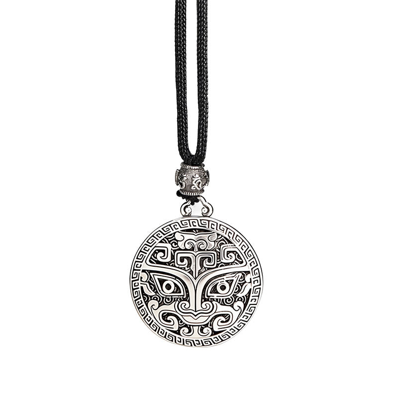 Colgante de plata con baño de cobre y piedras de Buddha Stones Taotie Om Mani Padme Hum - image 14