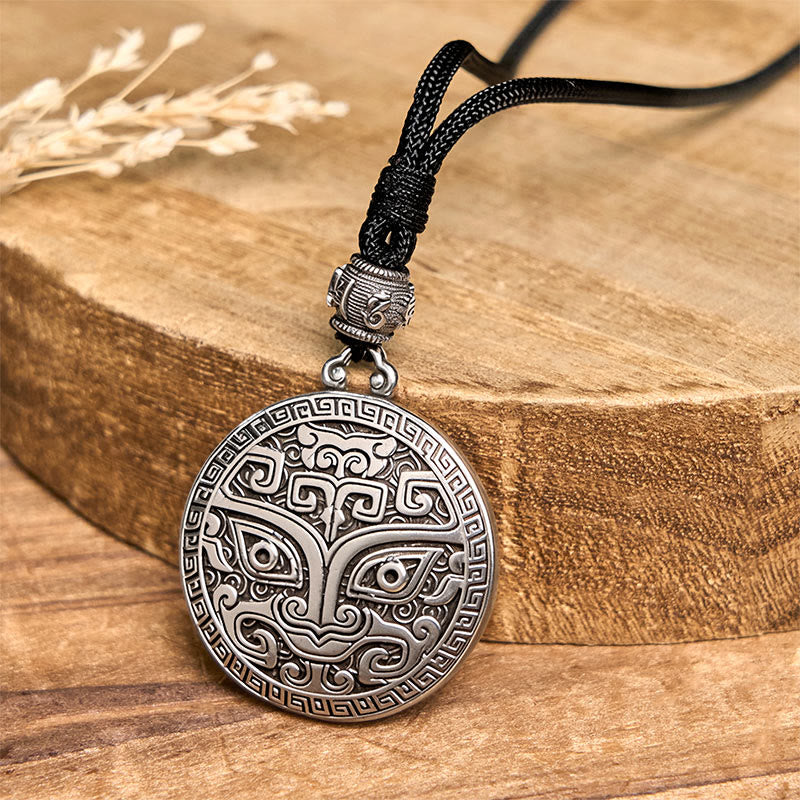 Colgante de plata con baño de cobre y piedras de Buddha Stones Taotie Om Mani Padme Hum - image 5