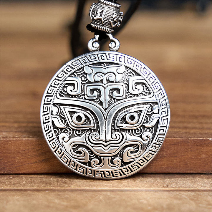 Colgante de plata con baño de cobre y piedras de Buddha Stones Taotie Om Mani Padme Hum - image 10