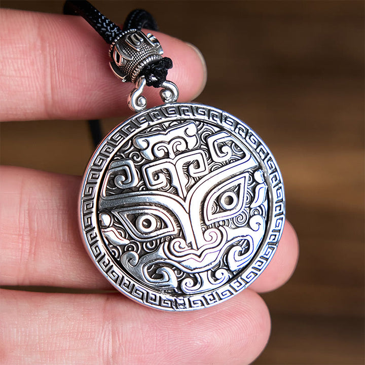 Colgante de plata con baño de cobre y piedras de Buddha Stones Taotie Om Mani Padme Hum - image 11