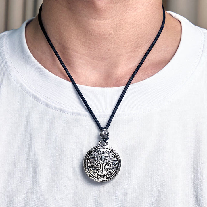 Colgante de plata con baño de cobre y piedras de Buddha Stones Taotie Om Mani Padme Hum - image 12