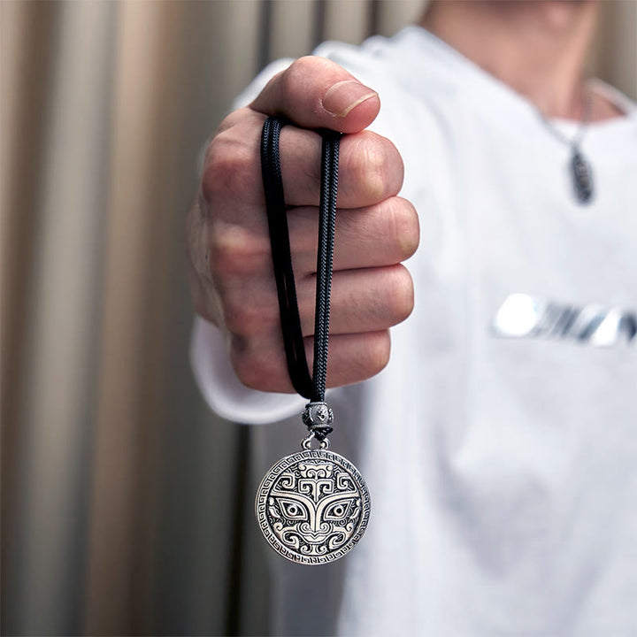 Colgante de plata con baño de cobre y piedras de Buddha Stones Taotie Om Mani Padme Hum - image 13