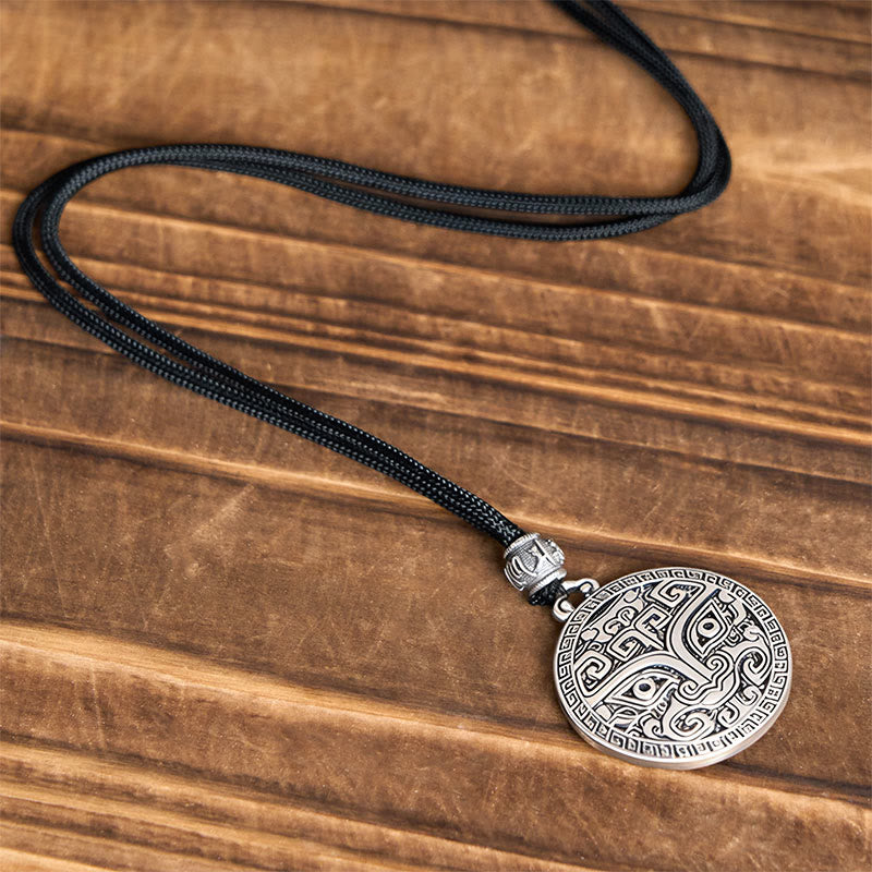 Colgante de plata con baño de cobre y piedras de Buddha Stones Taotie Om Mani Padme Hum - image 9