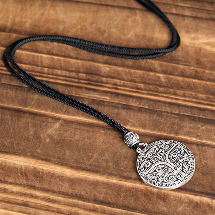 Colgante de plata con baño de cobre y piedras de Buddha Stones Taotie Om Mani Padme Hum - image 9