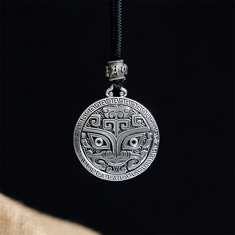 Colgante de plata con baño de cobre y piedras de Buddha Stones Taotie Om Mani Padme Hum - image 2