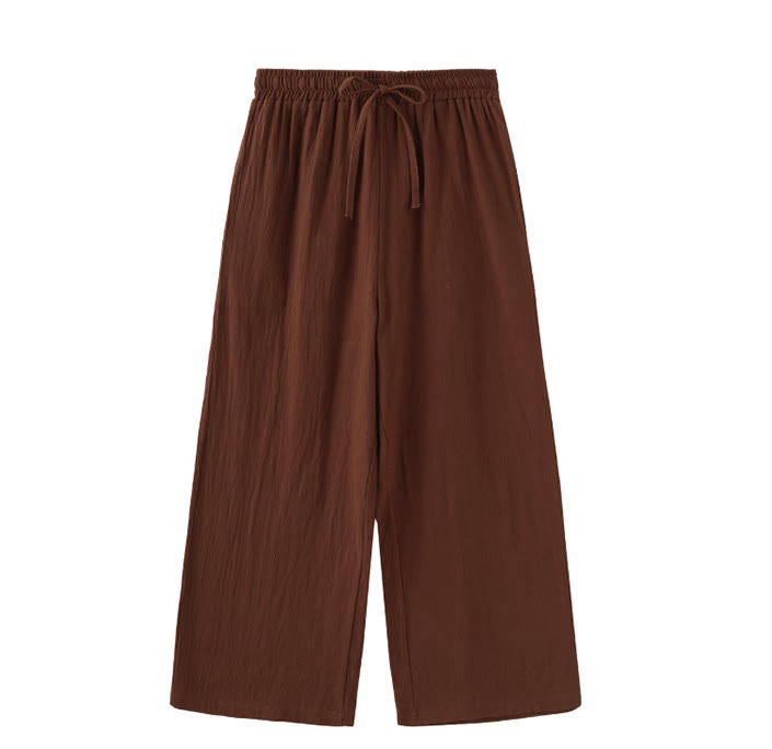 Conjunto de 2 piezas de camisa de manga larga con bolsillos y pantalones con cordón para meditación, de algodón y lino, con Buddha Stones , para mujer - image 9