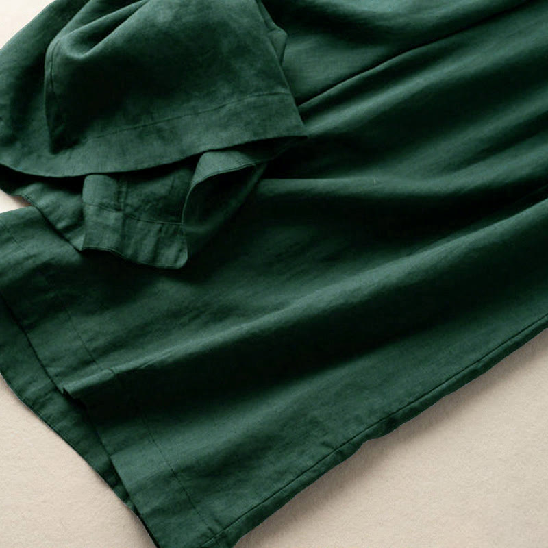 Pantalones capri de algodón y lino para mujer, de pierna ancha y bolsillos , de Buddha Stones, color liso, longitud 7-8 - image 22