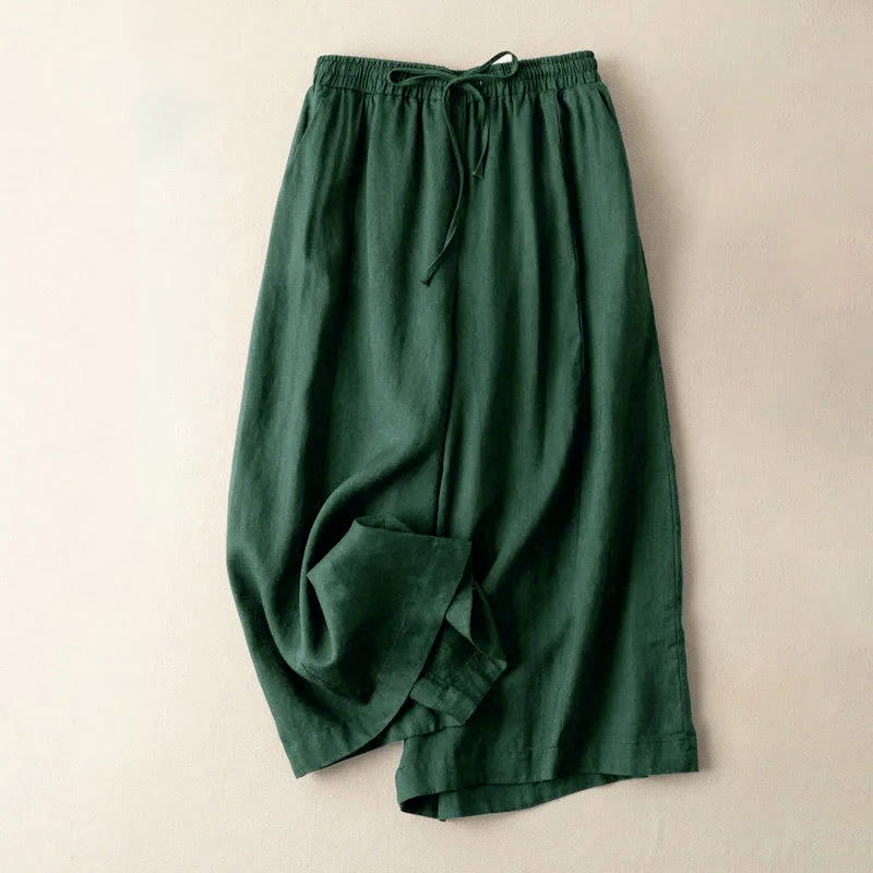 Pantalones capri de algodón y lino para mujer, de pierna ancha y bolsillos , de Buddha Stones, color liso, longitud 7-8 - Gris pizarra oscuro - US12, UK/AU16, EU44 (3XL) - image 20