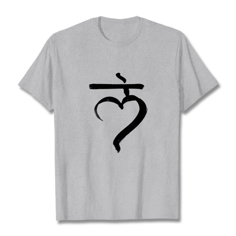 Camiseta informal de algodón con Buddha Stones y mantra Lam en sánscrito - Gris claro - 2XL - image 20